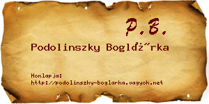 Podolinszky Boglárka névjegykártya